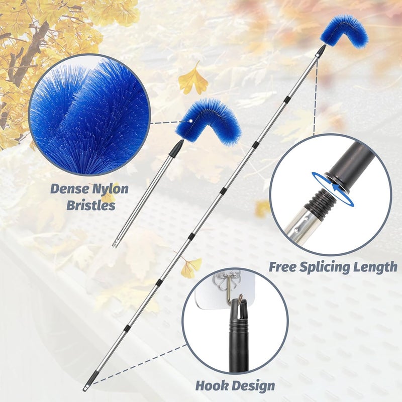 Flamorrow Gutter Cleaning Brush, 9.5 Ft Extendable Roofing Guard Cleaner Tool with Telescopic Pole & 2 Brush Heads, Gutter Cleaning Tools from Ground for Easy Remove Debris and Leaves - Image 5